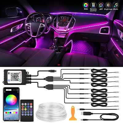 #ad 10M RGB 8 LED Car Interior Ambient Guide Light Strip Decor Atmosphere Door Light