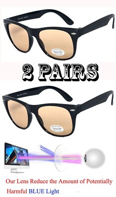#ad 2 Pairs Combo Anti Reflective Pro Computer Glasses Sunglasses Block Blue Ray