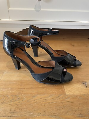 #ad EUC Sofft Women#x27;s Grazia Black Patent Sandal Heel Size 11 M Worn 1x