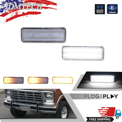 #ad Clear Bumper Switchback LED DRL Signal Lamp For 80 86 Ford Bronco F150 F250 F350