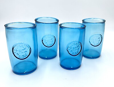 #ad Vidrios San Miguel 100% Authentic Recycled Drinking Glass Glasses SET OF 4 Blue