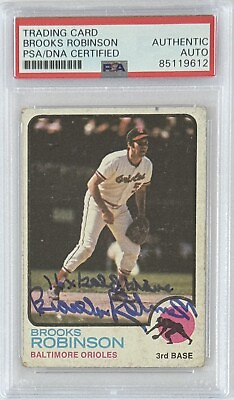 #ad 1973 Topps Brooks Robinson Signed PSA DNA Autograph W 16 Gold Glove Inscribed
