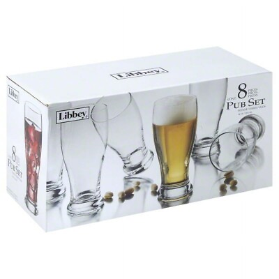 #ad Libbey Glass 8 Piece Set of 19 oz. Pub Drinking Glasses
