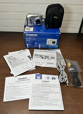 #ad Olympus Camedia D 535 Zoom 3.2MP Compact Digital Camera Silver TESTED