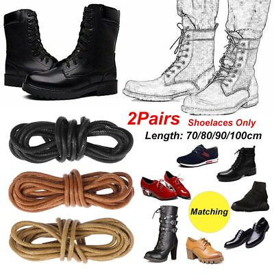 #ad Shoe Laces Cord Round Waxed Shoelaces Boots Laces Strings Leather Dress Shoes