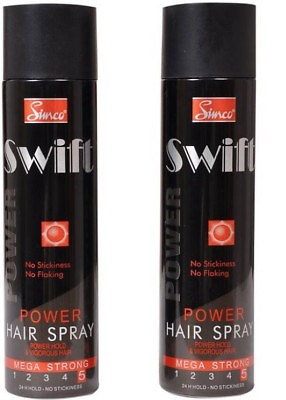 #ad 2X Simco Swift Power Hair Spray No Stickiness No Flaking Mega Strong 250 ML