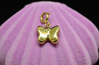 #ad 14K Yellow Gold Hollow Butterfly Pendant Charm small and lightweight