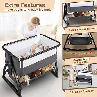 #ad Baby Bedside Sleeper Bassinet Bed 3 in 1 Portable Crib for Newborns Side Sleep💤