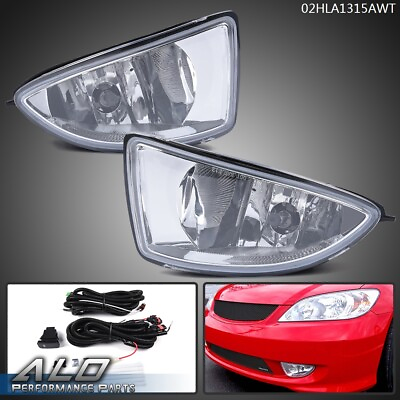#ad Fit For 04 05 Honda Civic Coupe Sedan 2 4Dr W Switch Bulbs Clear Lens Fog Lights