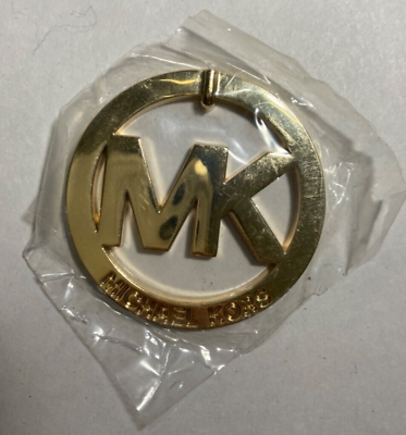 #ad MK MICHAEL KORS Purse Charm Gold Tone Logo Hang Tag Brand New