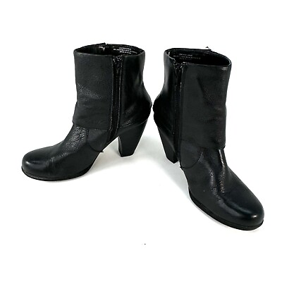 #ad BOC Born Concept Leather Boots Womens Size 8.5 Black Heeled Ankle Booties BC3666