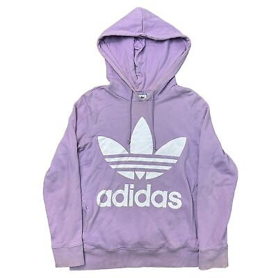 #ad Adidas Hoodie Pullover Oversized Big Logo Y2K Purple Womens Medium UK10