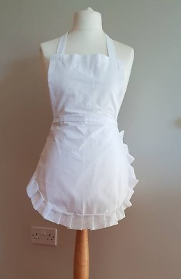 #ad Alice in Wonder 50#x27;s Full apron white cotton frill Junior Adult x large