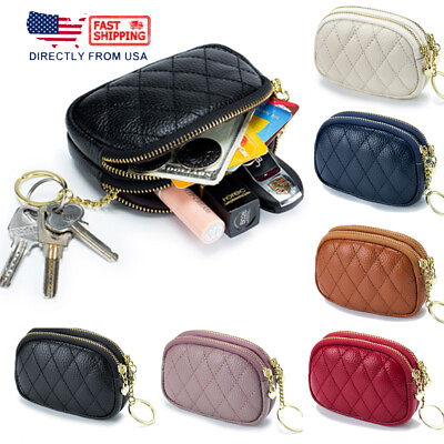 #ad Women Leather Wallet Small Clutch Bag Wallet Card Bag Zipper Key Bag Coin Purse