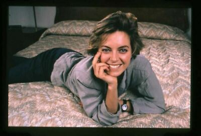 #ad Greta Scacchi portrait on bed vintage photo shoot Original 35mm Transparency