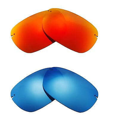 #ad Walleva Two Pairs Polarized Lenses For Maui Jim Sandy Beach Fire Red Ice Blue