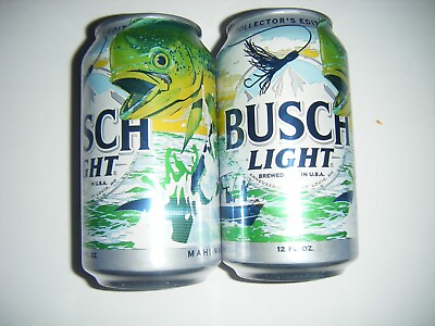 #ad 2 Busch Light 2024 Limited Edition FISHING MAHI MAHI Collector Can Empty