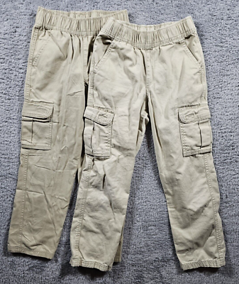 #ad Lot 2 The Childrens Place Adjustable Tan Khaki Cargo Pants Boys Size 8