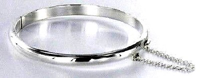 #ad Bangle 5 mm Classic Sterling Silver with Safety Catch 65 mm Diameter