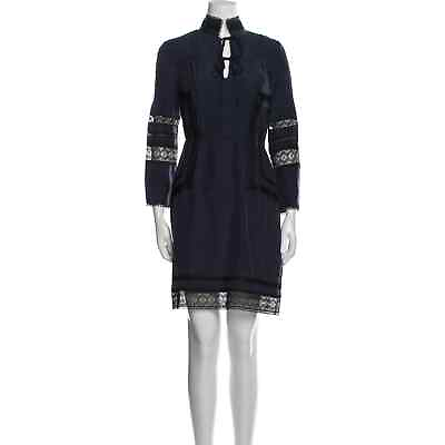 #ad Derek Lam 10 Crosby Dress Size 6 Silk Blue Women#x27;s Mandarin Collar Long Sleeves
