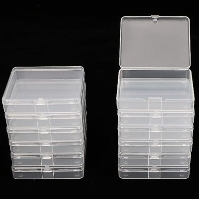 #ad 12 Packs Small Clear Plastic Beads Storage Containers Box Transparent Boxes w...