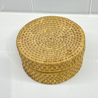 #ad Woven Rattan 5” Round Basket Holder amp; Trivets woven hot pads