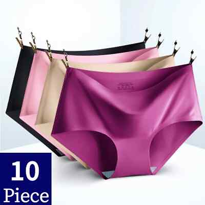 #ad Women Seamless Panties Underwear Plus Size Comfortable Ice Silk Panty 10Pcs Set