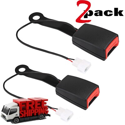 #ad 2x Car Driver Front Seat Belt Buckle Socket Plug Clip Connector w Warning Cable