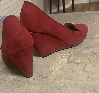 #ad Kenneth Cole Reaction Wedge Heels Warm Red 8M
