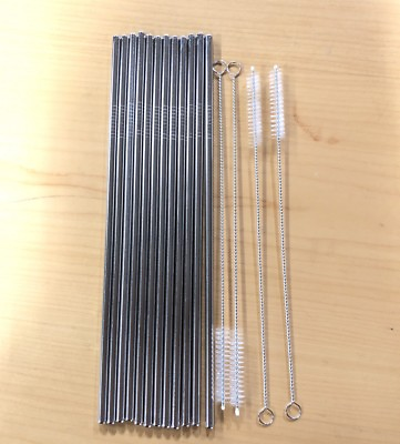 #ad 12pcs Stainless Steel Straws extra long straight 4 Brush Heavy Duty 10quot;