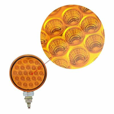 #ad 1pc Round Red Amber 48 LED Truck Marker Stop Turn Tail Stud Double Face Light