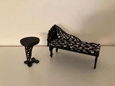 #ad Miniature 1 12 spider chaise lounge for your haunted diorama haunted house.