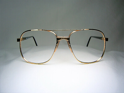 #ad Luxury eyeglasses half rim square oval Gold plated Titanium frames NOS