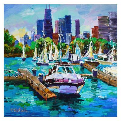 #ad Yana Rafael quot;City Boat Slipquot; Hand Signed Original Painting with COA