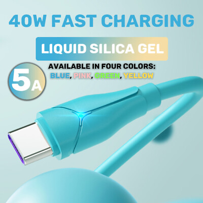 #ad 5A TYPE C Liquid Silicone Data Cable With Light Fast Charging Charger USB Cable