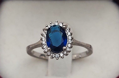 #ad Ring 925 Sterling Silver Marriage Engagement Blue Zircon Women#x27;s Jewelry Size 8