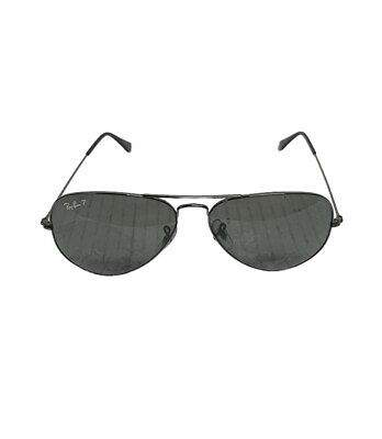 #ad Ray Ban P Aviators Black Polarized Aviator Glasses Silver Frame Top Bar