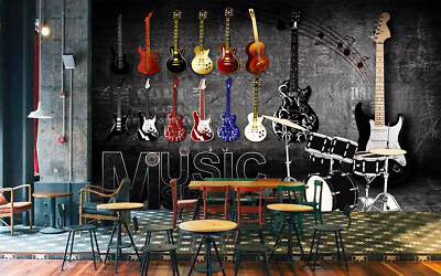 #ad 3D Guitar Note A10056 Wallpaper Wall Mural Removable Self adhesive Sticker Zoe AU $299.99