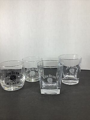 #ad Set Of 4 Jim Beam ® Designer Low Ball Rock Whisky Bar Glasses Mixed Lot
