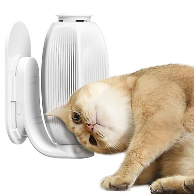 #ad uahpet Cat Corner Self Groomer Automatic Rotating Cat Massager Self Grooming...