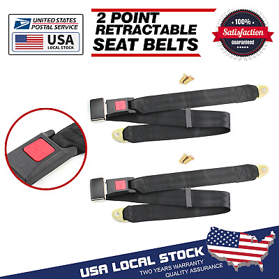 #ad Universal 8x Car Seat Belt Lap 2 Point Safety Travel Adjustable Retractable