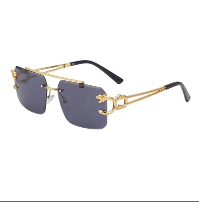 #ad Fashion Metal Leopard Sunglasses Mens Rimless Sun Glasses Hip Hop
