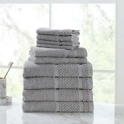 #ad 10 Piece Bath Towel Set with Upgraded Softness amp; Durability 100% cotton Gray