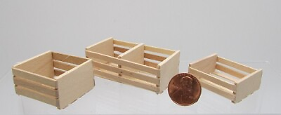 #ad Dollhouse Miniature Natural Wood Crate For Store Market in 3 Sizes Handcrafted