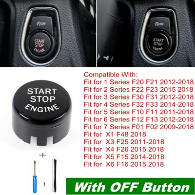 #ad Engine Start Stop Switch Button Cover Black For BMW F20 F30 F10 F48 F25 F15 F16
