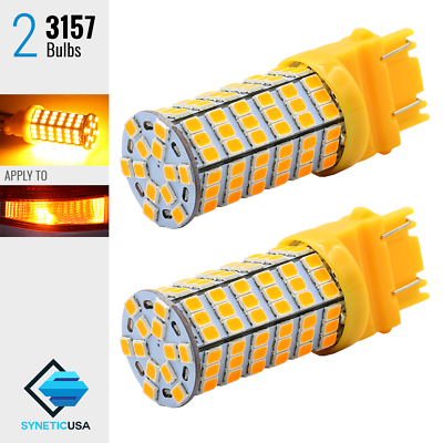 #ad 2x 3157 3457K Amber Yellow Rear Turn Signal Blinker Parking 120 SMD Light Bulbs