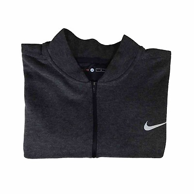 #ad Nike Tiger Woods Collection Men Charcoal Black 1 4 Zip Golf Jacket Sweater Sz L