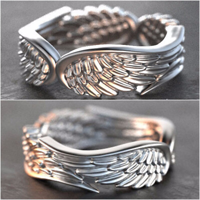 #ad Wings Jewelry Fashion Band Party 925 Silver Ring Women Men Sz 6 10