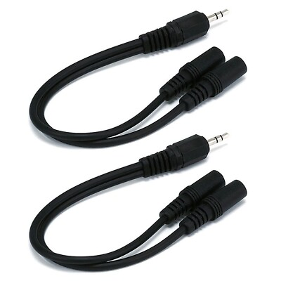 #ad 2 Pcs 0.5FT 3.5mm 1 8quot; Stereo Male to 2 Female AUX Audio Splitter Cable Black