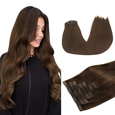 #ad Seamless Clip in Hair Seamless 18 Inch 130g 7pcs T#4 Chocolate Brown Seamless